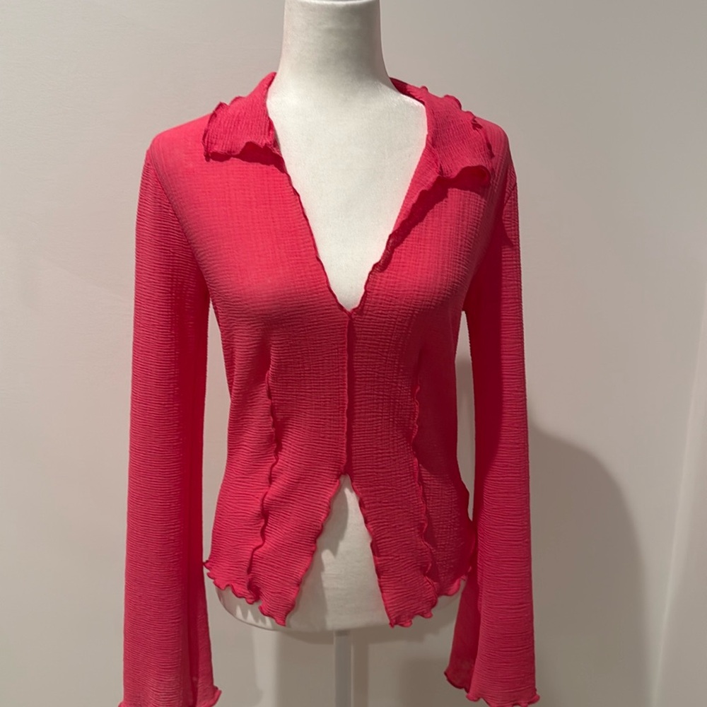 Forever 21, hot pink, long sleeve blouse. Size M